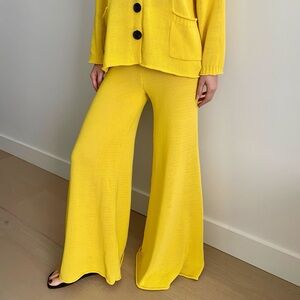 Zara knit wide leg flare pant yellow